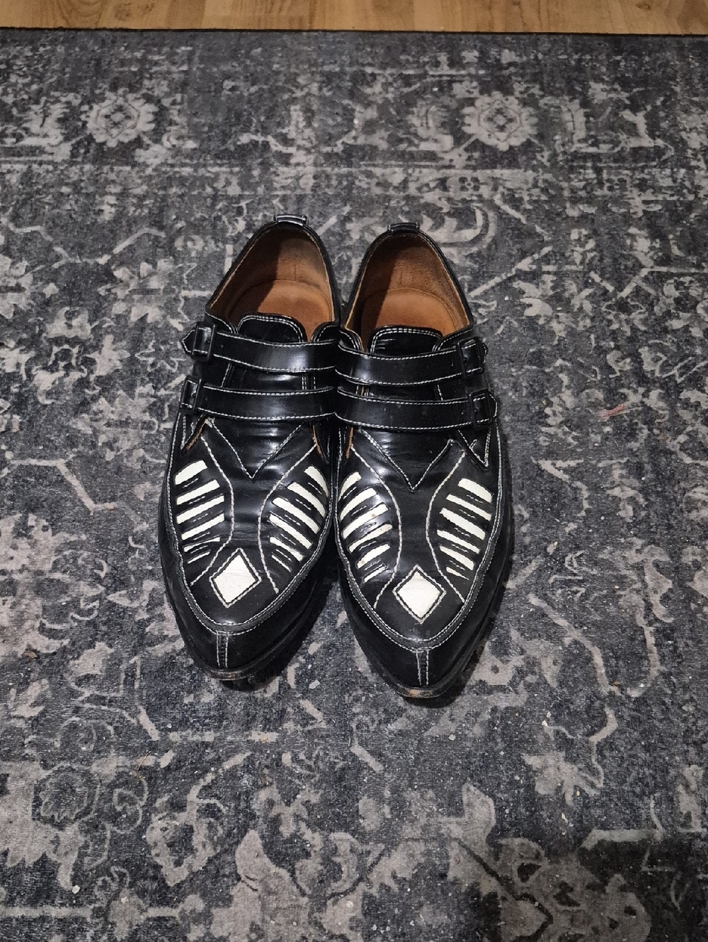 John Fluevog Good Manners Black Duckies Size 9